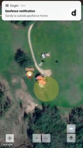 Doglo virtuaalne aedik - kui lemmikloom lahkub aedikust, saab kasutaja oma telefoni ekraanile vastava hoiatuse.